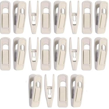 Imagem de Pacote de 20 cabides de veludo Clipes de cabide Clipes de dedo com floco forte para montar Clipes de cabide de roupas Clipes de veludo antiderrapante para saia de terno (Bege)