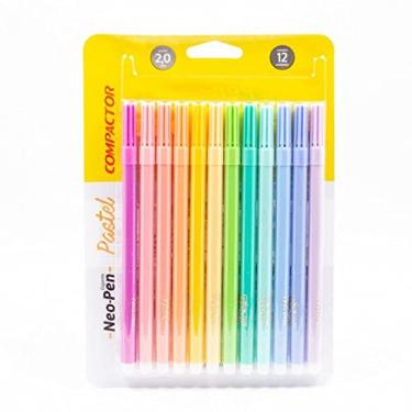 Imagem de Caneta Hidrocor Compactor Neo Pen Gigante Estojo 012 Cores Pastel
