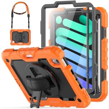Imagem de HXCASEAC Capa para iPad Mini 7 (A17 Pro 2024)/Mini 6 de 8,3 polegadas, design à prova de choque com suporte para lápis/protetor de tela/alça de mão, capa infantil para iPad Mini 7ª/6ª geração de 8,3