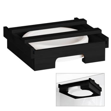 Imagem de Dispensador de placa de papel, dispensador de placa de papel de bambu de 25,4 cm sob o armário, suporte vertical para placa de papel para balcão de cozinha, organizador de bancada, preto