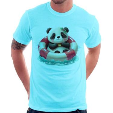 Imagem de Camiseta Ursinha  Relaxando Na Piscina - Foca na Moda, Azul claro, G