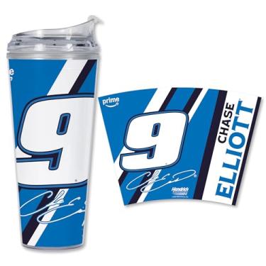 Imagem de Rico Industries Copo de acrílico NASCAR Racing Chase Elliott 680 g com tampa articulada, copo de parede dupla oficialmente licenciado com canudo