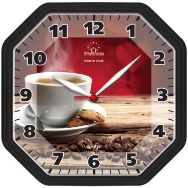 Imagem de Relógio de Parede Plashome Gama Preto Café Decoração Sala Cozinha Escr
