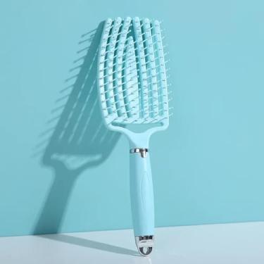 Imagem de Pente de cabelo liso, cabeça de massagem, design de cabeça ajustável, pente de cabelo liso, nó, leve e fácil de usar, pente cacheado (verde)