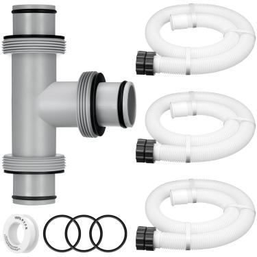 Imagem de Frienda Conector de mangueira de piscina com junta T de 3,8 cm a 3,8 cm com 3 peças de mangueira de substituição de bomba de 150 cm de comprimento, adaptador de mangueira de piscina e acessórios de