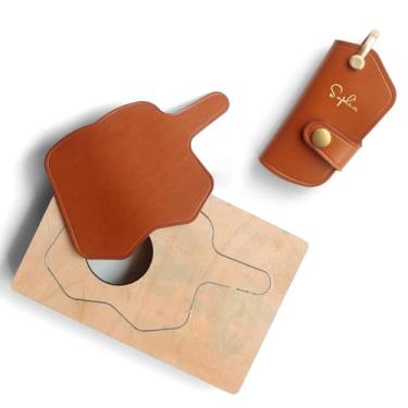 Imagem de Conjunto de moldes de corte de bolsa de couro profissional | Modelos personalizados de chave de carro e porta com matrizes de gravação de borda | Padrões exclusivos para artesãos e artesãos | Designs