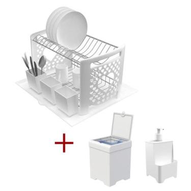 Imagem de Kit Cozinha Escorredor coração + Lixeira 5,4L + Dispenser - Stolf, Bra