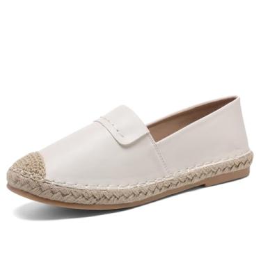 Imagem de Altxic Mocassim feminino clássico confortável sem cadarço leve casual alpargatas, Bege, 7.5-8