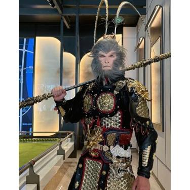 Imagem de Black Myth Monkey King Metals Golden Cudgel Stick, Cajado com faixas douradas, réplica de brinquedo extensível arma bronzecloud Ruyi Staff, artes marciais Bo Staffs coleção de jogos mesa decoração