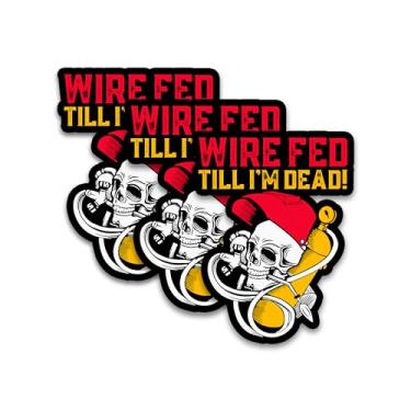Imagem de Conjunto de 3 peças Wire Fed Till I'm D*ad adesivo engraçado caveira reparador eletricista humor adesivo Bookish Hard Hat impermeável 7,6 cm de vinil cortado para garrafa de água, laptop, telefone