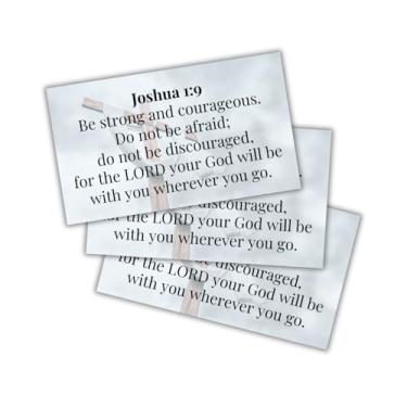 Imagem de Carteiras Joshua 1:9 Versículo da Bíblia 30 unidades 8,9 x 5 cm a granel céu cruz Be Strong and Courageous Pocket Encouragement Girls Church Members Teens Hand Out