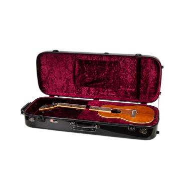 Imagem de Crossrock Capa retangular para ukulele barítono de fibra de vidro para 76,2 cm a 78,7 cm | Preto brilhante, trava TSA, higrômetro, alças de mochila, armazenamento grande – Série Pro Travel