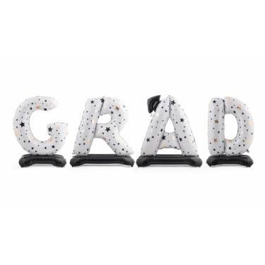 Imagem de Balões de graduação com placa de argamassa, balão de formatura branco grande parabéns parabéns decorações para graduações celebração festa suprimentos