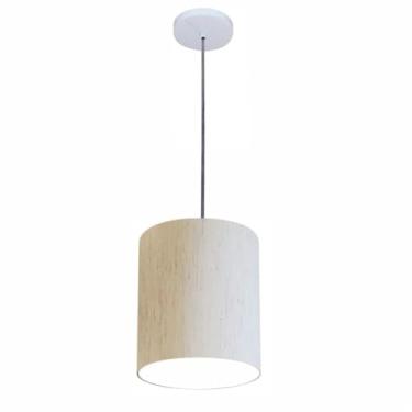Imagem de Lustre Luminária Pendente Vivare Free Lux PE-4104BR Cúpula em Tecido 15x25cm - Linho-bege