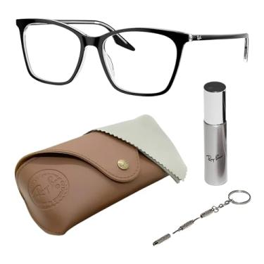 Imagem de Ray-Ban RB5422 Óculos em forma de olho de gato com kit de óculos - Óculos com ajuste de ponte alta - Armação feminina de designer com lentes transparentes, Preto na armação transparente | Lente