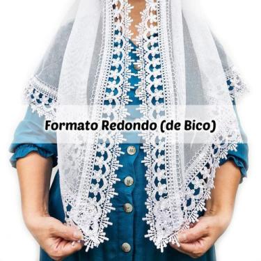 Imagem de Véu Ccb Congregação Cristã Adulto Renda Guipir Floral Média mod. Lilia