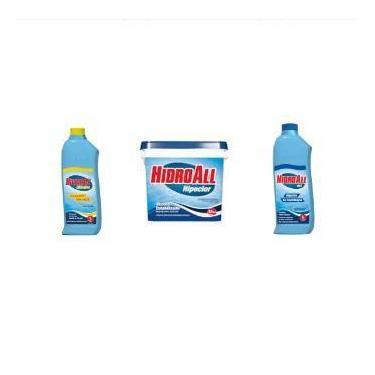 Imagem de Kit  Hipoclor 2,5Kg  Hidroall Algicida Manutenção E HidroFloc 1L