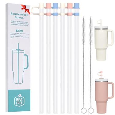 Imagem de HEYSKAY Canudos de substituição reutilizáveis de 6 peças para copos Stanley Tumbler 1,134 g 850 g com 6 capas de canudo e 2 escovas de limpeza