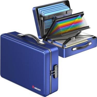 Imagem de ANZAKY Caixa de documentos à prova de fogo com zíper à prova de fogo, capa interna rígida à prova de fogo com fechadura, à prova de fogo, resistente à água, organizador de documentos importante, pasta