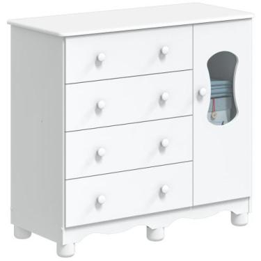 Imagem de Cômoda 1 Porta 4 Gavetas Luna - Moveis Peroba - Peroba Móveis, Branco 