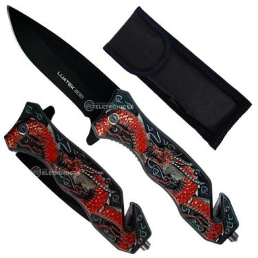 Imagem de Canivete Semiautomático com Quebra-Vidro e Cortador Ferramenta Profiss