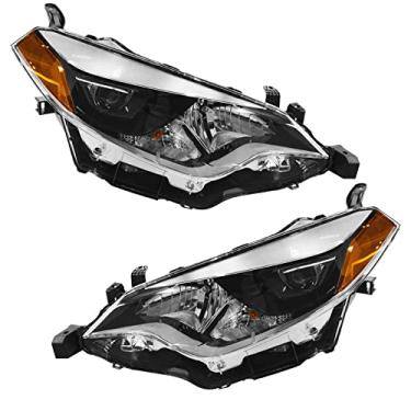 Imagem de TRQ Conjunto de montagem de faróis laterais do motorista e do passageiro, lado do motorista e do passageiro, compatível com Toyota Corolla 2014-2016 TO2502216 TO2503216