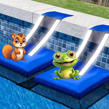 Imagem de HKZ 2 peças de rampa de escape para animais de piscina - Protetor de sapo para piscina com tiras refletivas, rampa de escape para animais selvagens para esquilos, lagartos, patos, cobras, sapos (2