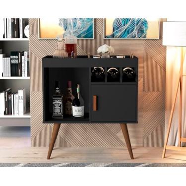 Imagem de Aparador Buffet Balcão Paris Sala Retrô 1 Porta Cantinho Do Café (Preto)