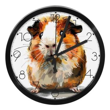 Imagem de LILINWAN Relógio de parede preto lindo, grande, silencioso, de 24 cm, sem tique-taque, operado por bateria, redondo, fácil de ler, para casa/escritório/escola/cozinha/quarto