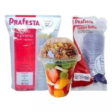 Imagem de Copo Descartável Supremo Cristal 300ml + Tampa Bolha Sem Furo (Kit Copo da Felicidade) (120)