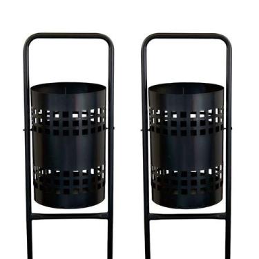 Imagem de Kit 2 Lixeiras Pátios Parques Calçada Rua Redonda Tela 113cm - Metal M