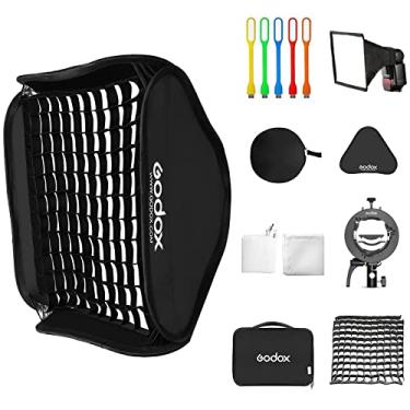 Imagem de Godox 32x32" / 80x80cm Softbox dobrável e grade com Godox S2 S-Type Speedlite suporte suporte suporte suporte e estojo de transporte para Godox V1 AD200Pro AD400Pro AD200 V860II TT685 TT600 Series e outros flashes