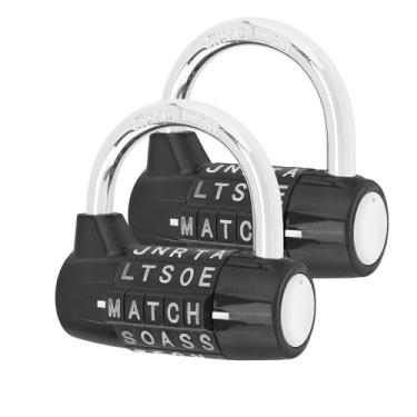 Imagem de HOJLKLD Cadeado de segurança para academia, cadeado de 5 letras, cadeado de segurança para academia, academia, cerca, caixa de ferramentas, estojo, armazenamento de ferrolho (2, preto)