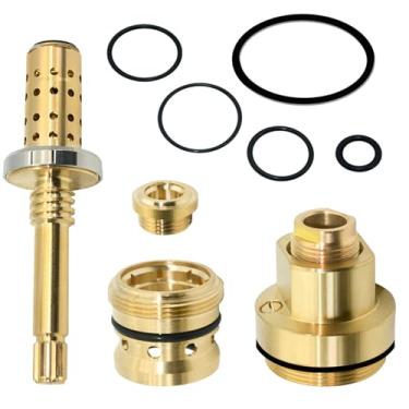 Imagem de Ebrmeiwo 1 conjunto de peças de montagem de válvula de chuveiro - assento quente e frio TA-4 e eixo de controle de fluxo TA-10 e peça de tampa T-12A, para válvulas de chuveiro Temptrol, latão