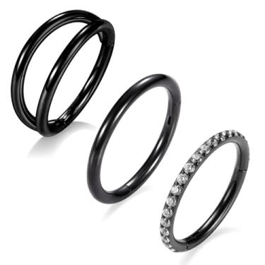 Imagem de AROWRO Piercing de concha, joia de septo, anel de nariz, argola 20G, 18G, 16G, 14G, 12G, 10G, 316L, anel de segmento articulado, argola hélice daith torre, tragus, cartilagem, piercing de cartilagem