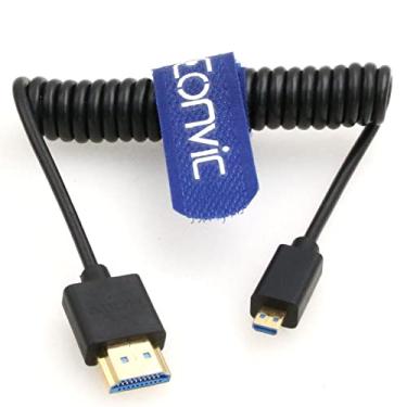Imagem de Eonvic Cabo HDMI 2.1 8K HDMI para Micro HDMI de alta velocidade fino HDMI macho para macho extensor enrolado para Canon M5/m6 Sony A7 A7R A7S A6500 6300 6000 5100 Panasonic GH4