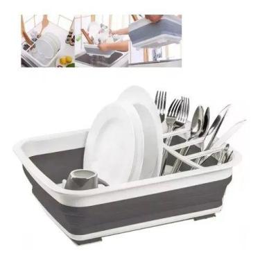 Imagem de Escorredor Louças Pratos Silicone Retrátil Dobrável Bancada - Connectc