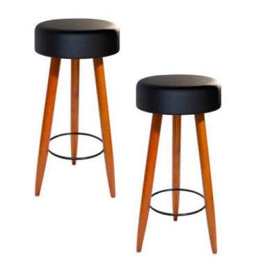 Imagem de Kit 2 Banquetas Alaska Alta 70cm Preto Bama Decor
