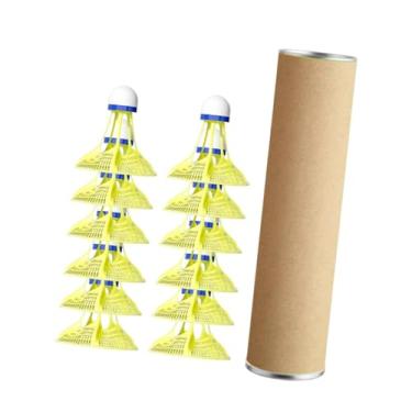 Imagem de UGPLM Petecas de badminton resistentes ao vento 2,5x2,5 polegadas, profissional, portátil, para treinamento esportivo, acessório de cabeça de espuma, Amarelo 12 Peças