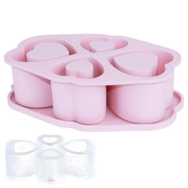 Imagem de RUIAN Bandejas de gelo de 850 g para copo Stanley, bandeja de gelo de silicone com tampa para coquetéis gelados, uísque, bebidas, café, máquina de gelo fácil de encher e liberar (rosa)