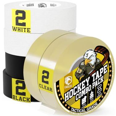 Imagem de EAGLES Fita Adesiva Hockey Tape 2 Rolos, Preta, Branca, Tecido Aderente E Rolos Transparentes Multiuso Para Caneleiras - Adesivo Forte Presentes, Acessórios, Equipamentos Acessórios Esportivos Da Ho