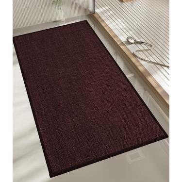 Imagem de chakme Tapete de banheiro 119 x 43 cm, ultrafino, antiderrapante, tapete de banho absorvente de secagem rápida para banheiro, (roxo escuro, 119 x 43 cm)