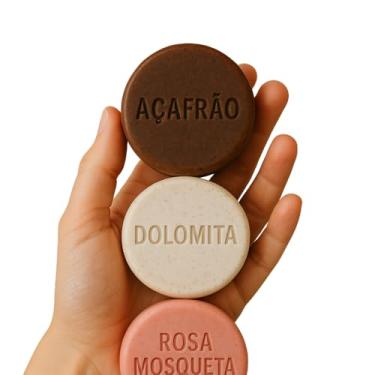 Imagem de Kit 3 Sabonetes Artesanais | Açafrão, Dolomita e Rosa Mosqueta | Clareador Natural, Antiacne e Hidratante
