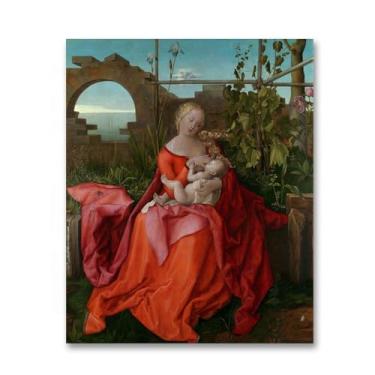 Imagem de Arte de parede famosa, reproduções de pintura a óleo "Madonna with the Iris", pôster moderno de arte de parede grande em tela, decoração clássica de impressão em tela 80 x 104 cm sem moldura