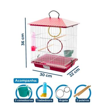 Imagem de Gaiola Caçulinha Luxo para Pássaros Pequenos Canários e Coleirinho Com
