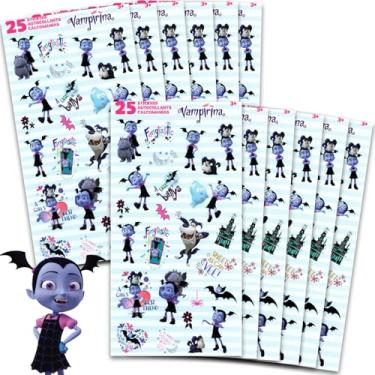 Imagem de Disney Pacote De Lembrancinhas Festa Vampirina Para Meninas ~ Com 12 Folhas Adesivos, Sacolas Aniversário Infantil, Brindes Halloween, Conjunto Suprimentos