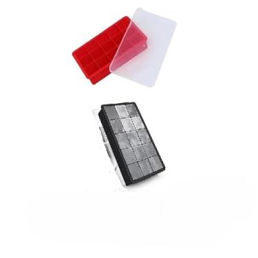 Imagem de Forma De Gelo Silicone Com Tampa De Silicone Fácil E Prático De Desenformar Multiuso(2 PEÇAS)