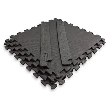 Imagem de Kit 12 Piso Emborachado Tapete Eva 50x50 preto 50x50 10mm Linha Premiun