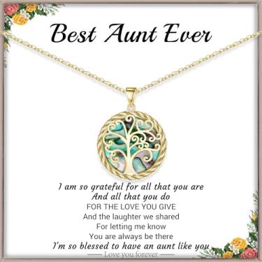 Imagem de Presentes de Natal para mulheres, árvore da vida, colar para mulheres, presentes de aniversário para ela, colar com pingente com árvore de concha, presente de dia das mães para mãe, avó, esposa, filha