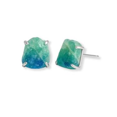 Imagem de Brinco Tarraxa Fluorita - Cristal Natural, Prata 925